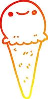 warm gradient line drawing cartoon ice cream vector