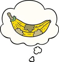 cartoon old banana and thought bubble vector