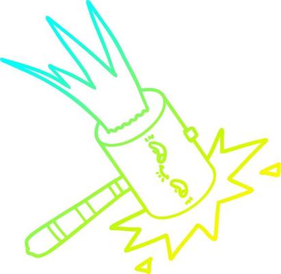 cold gradient line drawing cartoon hammer banging