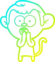 cold gradient line drawing cartoon shocked monkey vector