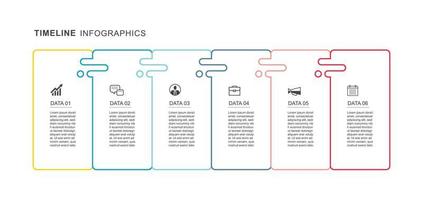 6 data infographics tab  thin line index template. Vector illustration abstract background.