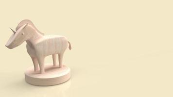 el unicornio de madera para la puesta en marcha o el concepto de negocio 3d renderizado foto