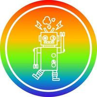 robot defectuoso circular en el espectro del arco iris vector