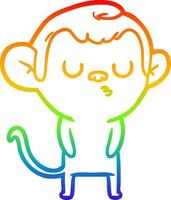 rainbow gradient line drawing cartoon monkey vector