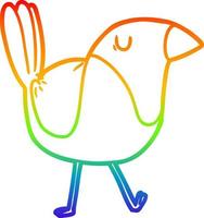 rainbow gradient line drawing cartoon bird vector