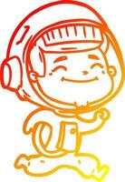 warm gradient line drawing happy cartoon astronaut vector