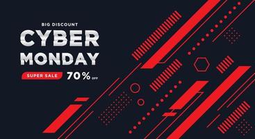 Cyber Monday, a special offer with a red technology abstract background. vector