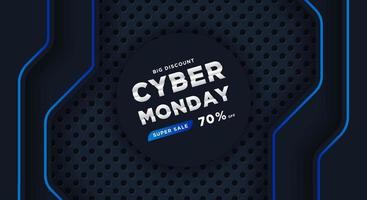 Cyber Monday promo banner with 3d background. vector