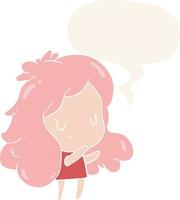 cute cartoon girl and speech bubble in retro style vector