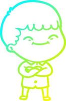 cold gradient line drawing cartoon happy boy vector