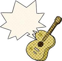 cartoon guitar and speech bubble in comic book style vector