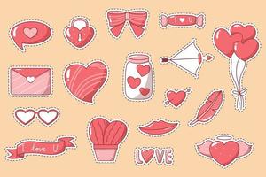 Set of lovely illustration stickers vector