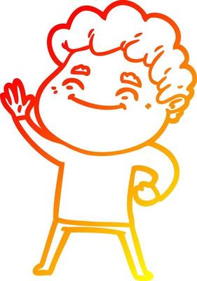 warm gradient line drawing cartoon friendly man