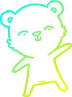 dibujo de línea de gradiente frío feliz oso polar de dibujos animados señalando vector