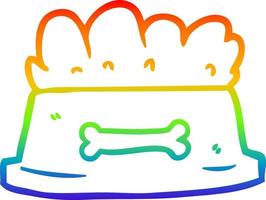 cuenco de dibujo de línea de gradiente de arco iris de comida para perros vector