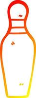 warm gradient line drawing cartoon bowling pin vector