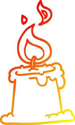 warm gradient line drawing cartoon candle burning
