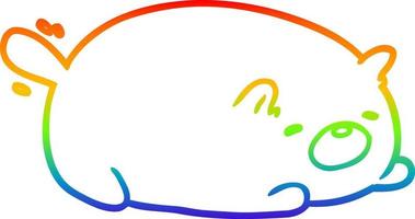 rainbow gradient line drawing cute cat vector