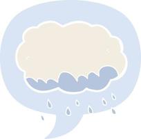 cartoon rain cloud and speech bubble in retro style vector