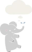 cartoon dancing elephant and thought bubble in retro style vector