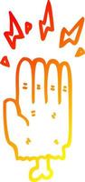 warm gradient line drawing cartoon magic halloween zombie hand vector