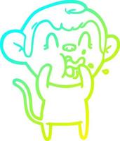 cold gradient line drawing crazy cartoon monkey vector