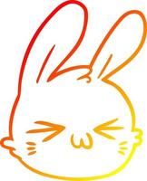 warm gradient line drawing cartoon rabbit face vector