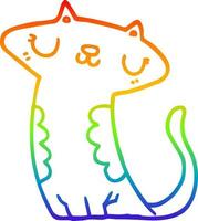 rainbow gradient line drawing cartoon cat vector