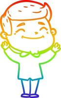 rainbow gradient line drawing happy cartoon man vector