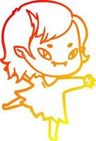 warm gradient line drawing cartoon friendly vampire girl vector