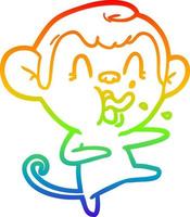 rainbow gradient line drawing crazy cartoon monkey dancing vector