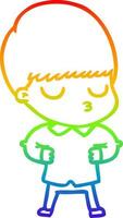 rainbow gradient line drawing cartoon calm boy vector