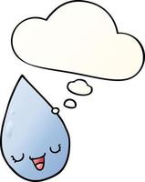 cartoon raindrop and thought bubble in smooth gradient style vector