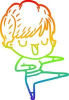 rainbow gradient line drawing cartoon woman talking vector