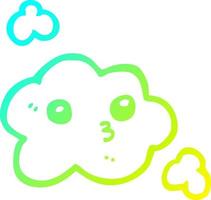 cold gradient line drawing cute cartoon cloud vector