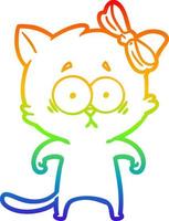 rainbow gradient line drawing cartoon cat vector