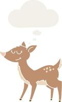 cartoon deer and thought bubble in retro style vector