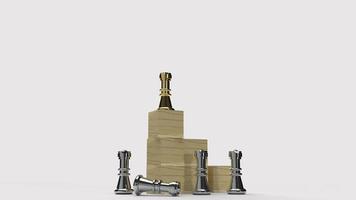 chess and wood cube 3d rendering  for business content. photo