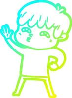 cold gradient line drawing cartoon curious man vector