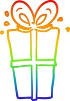 rainbow gradient line drawing wrapped gift vector
