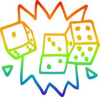 rainbow gradient line drawing cartoon rolling dice vector