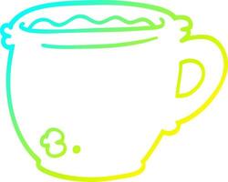 cold gradient line drawing cartoon hot cup of coffee vector