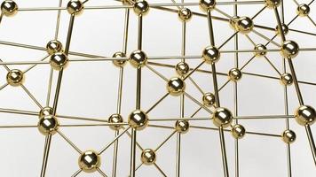 The Abstract design connection design gold  sphere network structure 3d rendering. photo