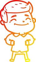 warm gradient line drawing happy cartoon man vector