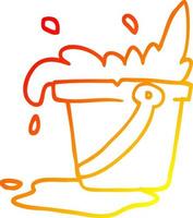 warm gradient line drawing cartoon bucket of water vector