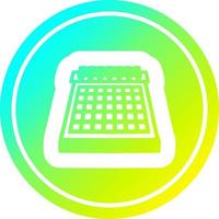 monthly calendar circular in cold gradient spectrum vector