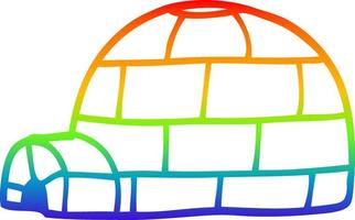 rainbow gradient line drawing cartoon igloo vector