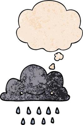 cartoon storm cloud and thought bubble in grunge texture pattern style
