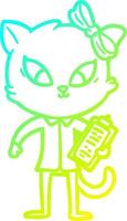 cold gradient line drawing cartoon cat vector