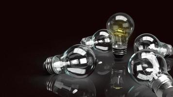 light bulb in the dark for idea or business content 3d rendering. photo